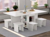 Folding Drop Leaf Dining Table Set for 4 with 4 Chairs, Space Saving Foldable Dining Table with 27098280