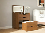 3-in-1 Vanity Desk with Lighted Mirror & Stool, Flip Top Makeup Dressing Table, Compact Storage for W2699P478802