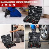 Tool Set - Socket and Ratchet Wrench Toolbox, 171pcs Tool Box, Universal Home Car Repair Tool Set W1102P203830