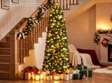 7FT Narrow Pencil Artificial Christmas Tree , Pre-Lit Warm White LEDs, Flame-Retardant PVC, Easy 83805445