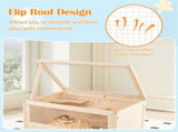 31.5 " Fir Wood Hamster Cage with Flip Mesh Roof, Multi-Level Activity Areas & Bottom Storage Shelf 23830864