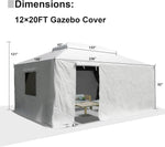 ZUN 12'x20' Gazebo Cover for Hardtop Gazebos, Outdoor Universal Winter Gazebo Cover with Sidewalls and W1859P227658