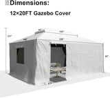 12'x20' Gazebo Cover for Hardtop Gazebos, Outdoor Universal Winter Gazebo Cover with Sidewalls and W1859P227658