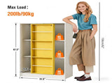 Bookshelf 6-Cube Storage Cabinet Bookcase with Sliding Storage Door Wooden Toy Organizer with Book 79050766