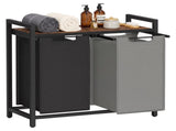 2-Compartment Laundry Hamper with Removable Bags & Storage Shelf, Rustic Brown/Charcoal Grey 47351774