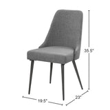 ZUN Set of 2 Fabric Upholstered Dining Chairs, Grey and Gunmetal B016P224727