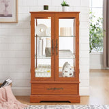 Glass Cabinet Lighted Glass Cabinet Curio Display Cabinet with Adjustable Glass Shelves 2 Doors and W2275P295883