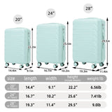 3 in 1 ABS&PC Trolley Box 20in 24in 28in Trolley Box Iron Tie Rod ABSPC Alloy Mint Green 32103029