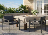 Outdoor Dining Chair Set of 2, All-Weather Grey Aluminum Frame Patio Chairs with Grey Fabric N779P369116G