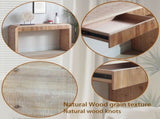 Rustic Wooden Console Table with Drawer Minimalist Design, Ribbed Texture, and Natural Finish W2729P239172