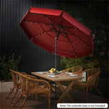10 foot red terrace umbrella with solar powered LED lights and multi-layered ventilated roof 92595764