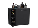 Bar -coffee cart 32" H, Kitchen or living room cabinet storage with 4 wheels, with 6 bottle racks, a B097133387