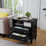 Open Space and 2 Drawers Dresser Nightstand with Charging Station, Farmhouse End Table with USB W1693P216933