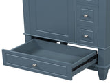 24" Bathroom Vanity with Sink Drawers, Gray Blue Freestanding Vanity Cabinet with Ceramic Top 93166940