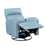 Glider Recliner Chair with Swivel Motion Blue Leather Upholstery Solid Wood Comfort Luxury Living B011P330087
