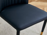 Modern Dining Chairs Set of 4, Black PU Leather Upholstered Chairs with High Back and Chrome Metal W3493P427136