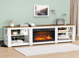 70-inch washable white cabinet brown countertop double-sided cross-fireplace cabinet 87182272