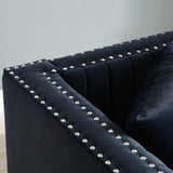 Contemporary Vertical Channel Tufted Velvet Sofa Modern Upholstered Couch for Living Room Apartment W1117P147297