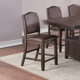 ZUN Classic Design Rustic Espresso Finish Faux Leather Set of 2pc High Chairs Dining Room Furniture B011P160104