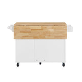 Kitchen Island with Drop Leaf Countertop, Rolling Kitchen Island Cart , Barn Door Kitchen Island W1820P195005