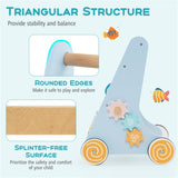 8-in-1 Blue Wooden Baby Walker - Acrylic Mirror Xylophone Shape Sorters, Engages 98458381