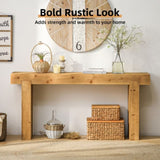 63" Solid Wood Console Table Rustic Farmhouse Sofa Table for Entryway, Hallway, or Behind Couch, 74078832