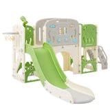 ZUN 11 in 1 Toddler Slide, Kids Slide for Toddler Age 1-3 with Basketball Hoop, Kids Slide Playset N710P176318F