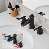 Bathroom Faucets for Sink 3 Hole Black 8 inch Widespread Bathroom Sink Faucet with Pop Up Drain W1932P180021