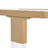 Golden Side Table, Acrylic Sofa Table, Glass Top C Shape Square Table with Metal Base for Living W82153574