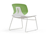 Modern stackable chair set of 4, with color combination of white and green, polypropylene seats and W3788P368527