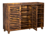 Shoe cabinet with 2 doors, 5 open compartments, and a tabletop with a back panel made of MDF 17073694