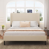 Queen Size Platform Bed , Metal Bed Frame with Charging Station, No Box Spring Needed, , W636P288880