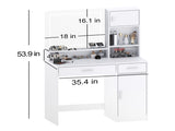 Vanity Desk with Mirror and LED Light Strip,Dressing Table with Large Drawer, 3 Level Storage W2386P233325