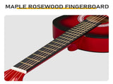 Turn red 30-inch Round Acoustic Guitar with Picks, Strings, Capo, Case, Tuner, and Strap 55503979