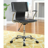 ZUN Black and Chrome Height Adjustable Office Chair with Casters B062P153814