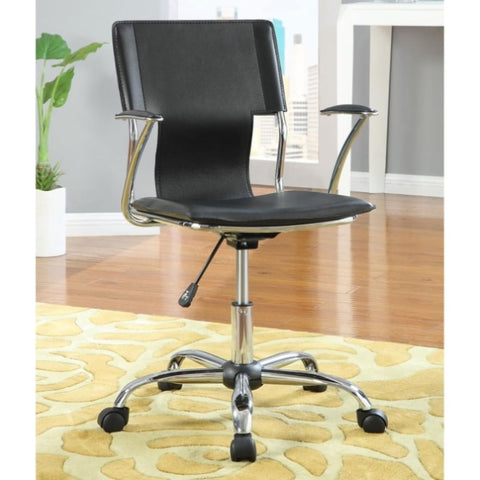 ZUN Black and Chrome Height Adjustable Office Chair with Casters B062P153814