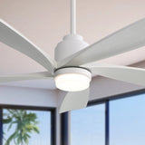 ZUN 52 Inch Modern Ceiling Fan With Dimmable LED Light 5 Solid Wood Blades Smart Remote Control W934P195842