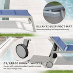 ZUN Outdoor Patio Chaise Lounge Set of 3, Aluminum Pool Lounge Chairs with Side Table and Wheels, W1859P172278