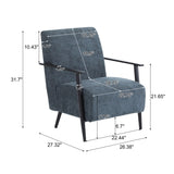 26.38" Modern Blue Gray Lounge Chair with Polyester Upholstery and Sturdy Metal Frame, Ideal for N767P236501G
