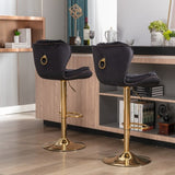 Set of 2 Bar Stools,with Chrome Footrest and Base Swivel Height Adjustable Mechanical Lifting Velvet W124946147