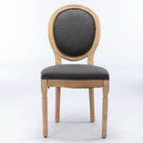 A&A Furniture,French Style Solid Wood Frame Antique Painting Linen Fabric Back Dining Chair,Set of W1143141071