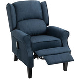 ZUN Dark Blue Massage Recliner Chair. Wingback Single Sofa with Vibration Massage, Heat, Push Back 34870633