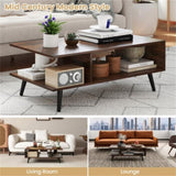 Rectangle Coffee Table with 2 Open Compartments 83293018