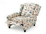 Floral Print push-back Recliner Chair, Upholstered Wingback Accent Chair with Padded Arms and Wooden B2766P587919
