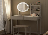 Small Vanity Desk with Mirror and Lights, Makeup Vanity Table with LED Mirror, 3 Lighting Modes, W3587P462329