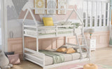 Twin over Full House Bunk Bed with Built-in Ladder,White WF287558AAK