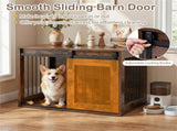 31.5" Dog Crate Furniture with Sliding Barn Door, Wooden Dog Kennel End Table for Indoor Use 61976880