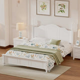 Queen Size Wood Platform Bed Frame,Retro Style Platform Bed with Wooden Slat Support,White WF308185AAK