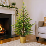 2 Pack 4 FT Dual Tone Artificial Christmas Tree with Pot Stand, Potted Xmas Pine Tree with 119 70224636