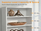 5-Tier Bookshelves with Adjustable Shelves, Floor Standing Bookcase for Home & Office Storage, White 99615046